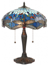 Tiffany Dragonfly Bordlampe i zink og glas H55,5 cm 2 x E27 - Antik bronze/Multi