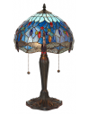 Tiffany Dragonfly Bordlampe i zink og glas H55,5 cm 2 x E27 - Antik bronze/Multi