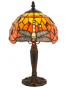 Tiffany Dragonfly Bordlampe i polyresin og glas H36 cm 1 x E14 - Antik bronze/Multi