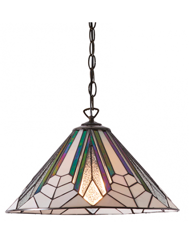 Billede af Tiffany Astoria Loftlampe i stål og glas Ø40 cm 1 x E27 - Antik bronze/Multi