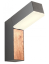 WOODY Væglampe i aluminium og polycarbonat H20,3 cm 1 x 10W SMD LED - Mat mørkegrå/Brun træ