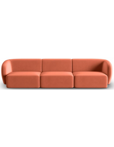 Shane 3-personers sofa i velour B259 x D85 cm – Koralrød