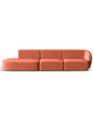 Shane venstrevendt 4-personers sofa i velour B302 x D85 cm - Koralrød