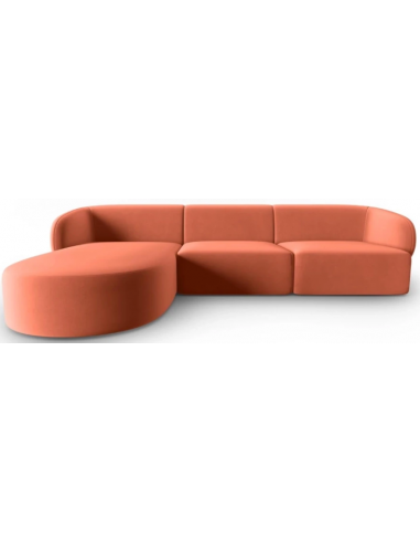 Billede af Shane venstrevendt chaiselong sofa i velour B259 x D155 cm - Koralrød