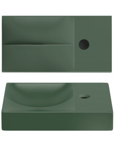 Billede af VALE Håndvask 38 x 19 cm Keramik - Mat skovgrøn