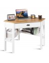 Hjørne skrivebord i MDF og møbelplade 75 x 75 cm - Hvid/Natur