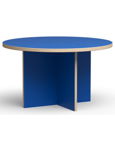 Billede af Rundt spisebord i eurolight træ og mdf Ø129 cm - Blå