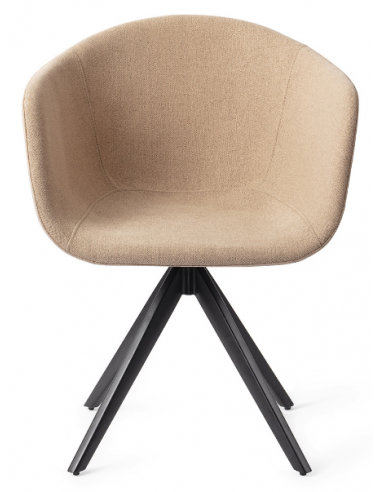 Se 2 x Yuni rotérbare spisebordsstole H80 cm polyester - Sort/Mørk beige hos Lepong.dk