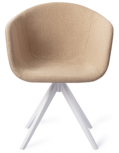 Se 2 x Yuni rotérbare spisebordsstole H80 cm polyester - Hvid/Mørk beige hos Lepong.dk