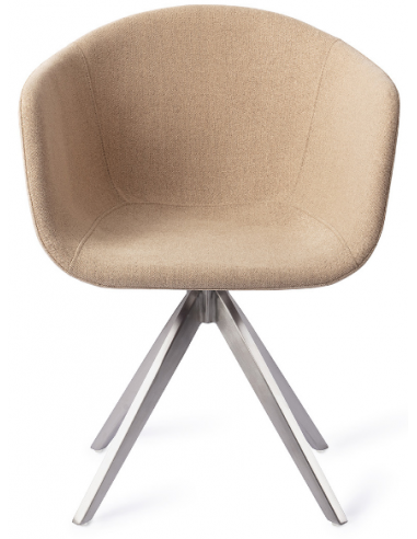 Se 2 x Yuni rotérbare spisebordsstole H80 cm polyester - Stålgrå/Mørk beige hos Lepong.dk