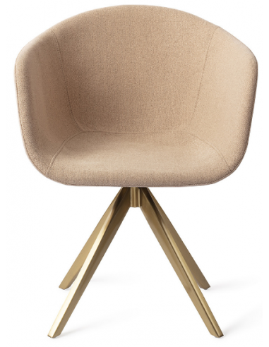 Billede af 2 x Yuni rotérbare spisebordsstole H80 cm polyester - Guld/Mørk beige