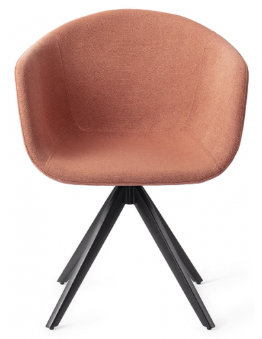 Se 2 x Yuni rotérbare spisebordsstole H80 cm polyester - Sort/Koralrød hos Lepong.dk