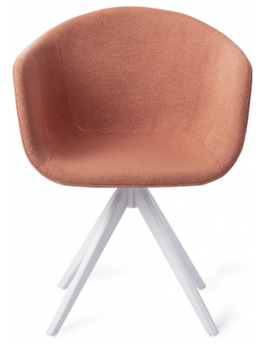 Se 2 x Yuni rotérbare spisebordsstole H80 cm polyester - Hvid/Koralrød hos Lepong.dk