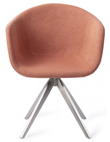 Se 2 x Yuni rotérbare spisebordsstole H80 cm polyester - Stålgrå/Koralrød hos Lepong.dk