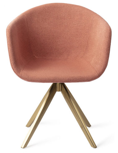 Se 2 x Yuni rotérbare spisebordsstole H80 cm polyester - Guld/Koralrød hos Lepong.dk