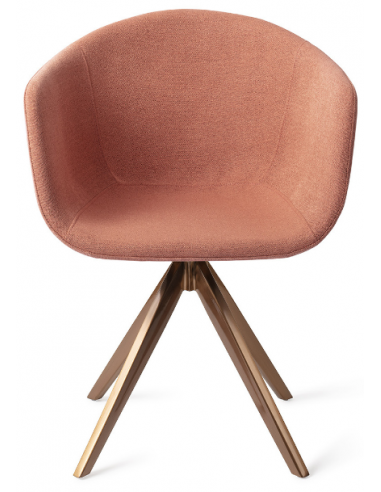 Se 2 x Yuni rotérbare spisebordsstole H80 cm polyester - Rødguld/Koralrød hos Lepong.dk
