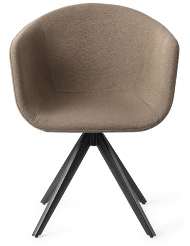 Se 2 x Yuni rotérbare spisebordsstole H80 cm polyester - Sort/Mokka hos Lepong.dk