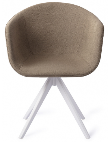 Se 2 x Yuni rotérbare spisebordsstole H80 cm polyester - Hvid/Mokka hos Lepong.dk