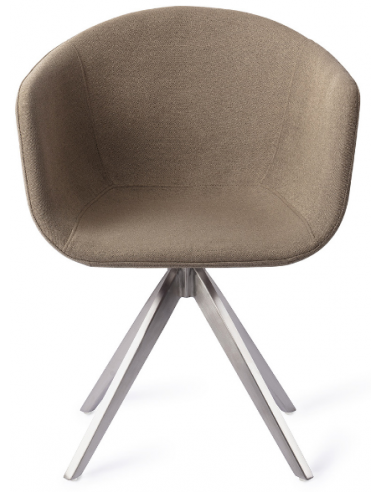 Se 2 x Yuni rotérbare spisebordsstole H80 cm polyester - Stålgrå/Mokka hos Lepong.dk