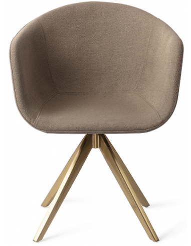 Se 2 x Yuni rotérbare spisebordsstole H80 cm polyester - Guld/Mokka hos Lepong.dk