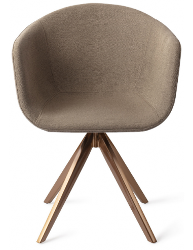 Se 2 x Yuni rotérbare spisebordsstole H80 cm polyester - Rødguld/Mokka hos Lepong.dk