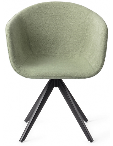 Se 2 x Yuni rotérbare spisebordsstole H80 cm polyester - Sort/Jadegrøn hos Lepong.dk