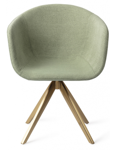Se 2 x Yuni rotérbare spisebordsstole H80 cm polyester - Guld/Jadegrøn hos Lepong.dk