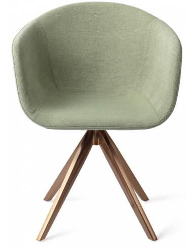Billede af 2 x Yuni rotérbare spisebordsstole H80 cm polyester - Rødguld/Jadegrøn