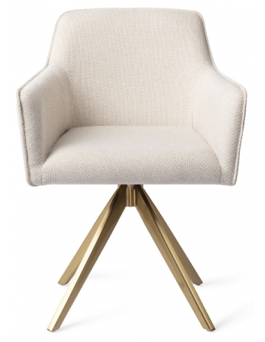 Billede af 2 x Hofu Rotérbare Spisebordsstole H82 cm polyester - Guld/Elfenbenshvid