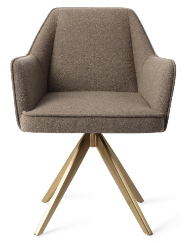 Billede af 2 x Tome rotérbare spisebordsstole H80 cm polyester - Guld/Jordbrun
