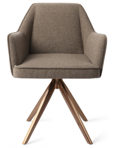 Billede af 2 x Tome rotérbare spisebordsstole H80 cm polyester - Rødguld/Jordbrun