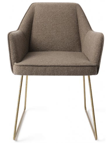 Se 2 x Tome spisebordsstole H80 cm polyester - Guld/Jordbrun hos Lepong.dk