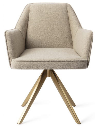 Se 2 x Tome rotérbare spisebordsstole H80 cm polyester - Guld/Greige hos Lepong.dk