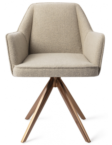 Se 2 x Tome rotérbare spisebordsstole H80 cm polyester - Rødguld/Greige hos Lepong.dk