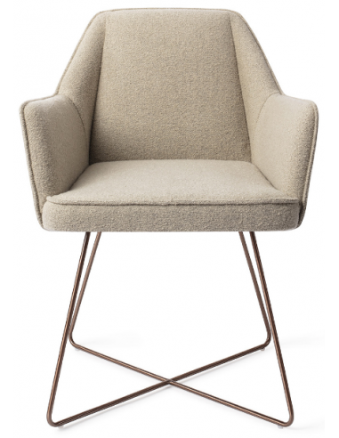 Se 2 x Tome spisebordsstole H80 cm polyester - Rødguld/Greige hos Lepong.dk