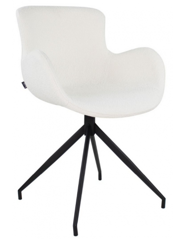 Se Novi rotérbar spisebordsstol i metal og bouclé H84 cm - Sort/Hvid hos Lepong.dk