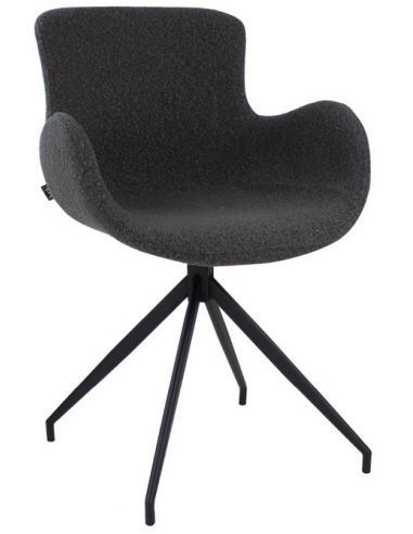 Se Novi rotérbar spisebordsstol i metal og bouclé H84 cm - Sort/Mørkegrå hos Lepong.dk