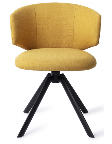 Billede af Wister rotérbar spisebordsstol i metal og polyester H77 cm - Sort/Gul