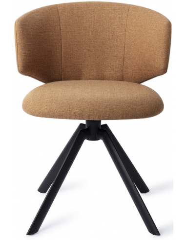Se Wister rotérbar spisebordsstol i metal og polyester H77 cm - Sort/Terracotta hos Lepong.dk