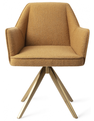 Se 2 x Tome rotérbare spisebordsstole H80 cm polyester - Guld/Girafgul hos Lepong.dk