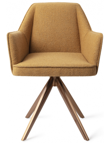 Se 2 x Tome rotérbare spisebordsstole H80 cm polyester - Rødguld/Girafgul hos Lepong.dk