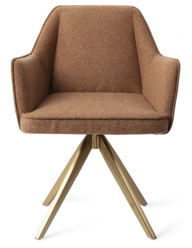Billede af 2 x Tome rotérbare spisebordsstole H80 cm polyester - Guld/Kanel