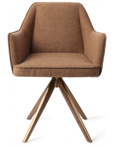 Se 2 x Tome rotérbare spisebordsstole H80 cm polyester - Rødguld/Kanel hos Lepong.dk