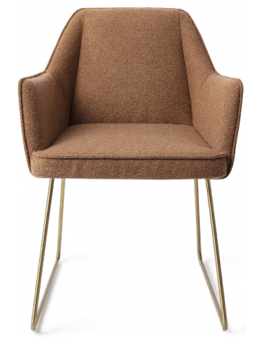 Billede af 2 x Tome spisebordsstole H80 cm polyester - Guld/Kanel