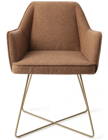 Billede af 2 x Tome spisebordsstole H80 cm polyester - Guld/Kanel
