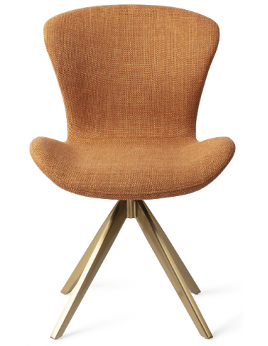 Se 2 x Moji rotérbare spisebordsstole H84,5 cm polyester - Guld/Kamel hos Lepong.dk