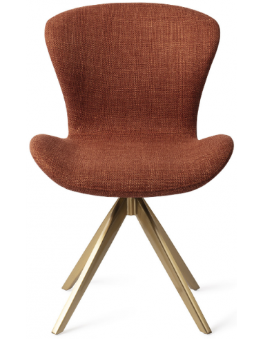 Se 2 x Moji rotérbare spisebordsstole H84,5 cm polyester - Guld/Hasselnød hos Lepong.dk