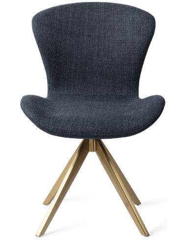 Se 2 x Moji rotérbare spisebordsstole H84,5 cm polyester - Guld/Navy hos Lepong.dk