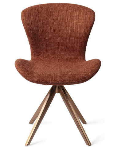 Se 2 x Moji rotérbare spisebordsstole H84,5 cm polyester - Rødguld/Hasselnød hos Lepong.dk