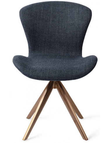 Billede af 2 x Moji rotérbare spisebordsstole H84,5 cm polyester - Rødguld/Navy